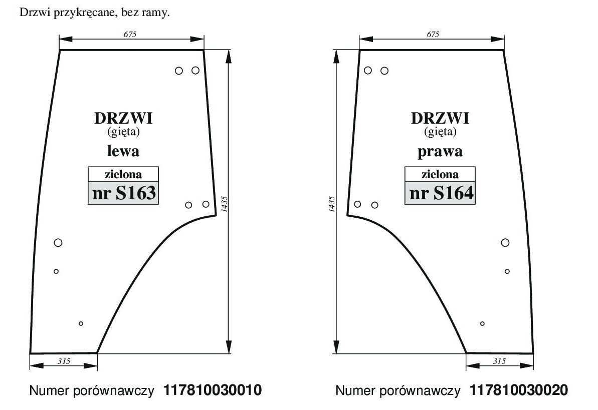 Fendt FARMER, FAVORIT, SERIA 300, SERIA 900 - DRZWI L/P S163/S164