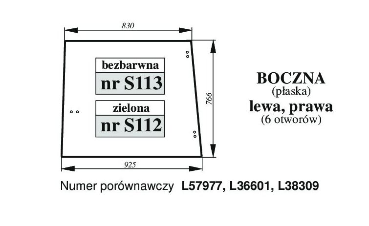 John Deere SG2 1640,3140 - BOK L/P S113 (6 OTWORÓW) BEZBARWNA