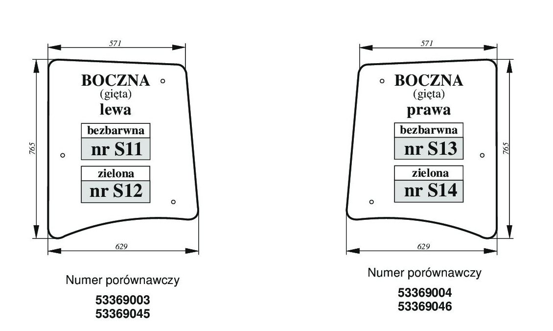 Zetor Proxima 5421, 5441 , Forterra - BOK L/P S11 ZIELONA