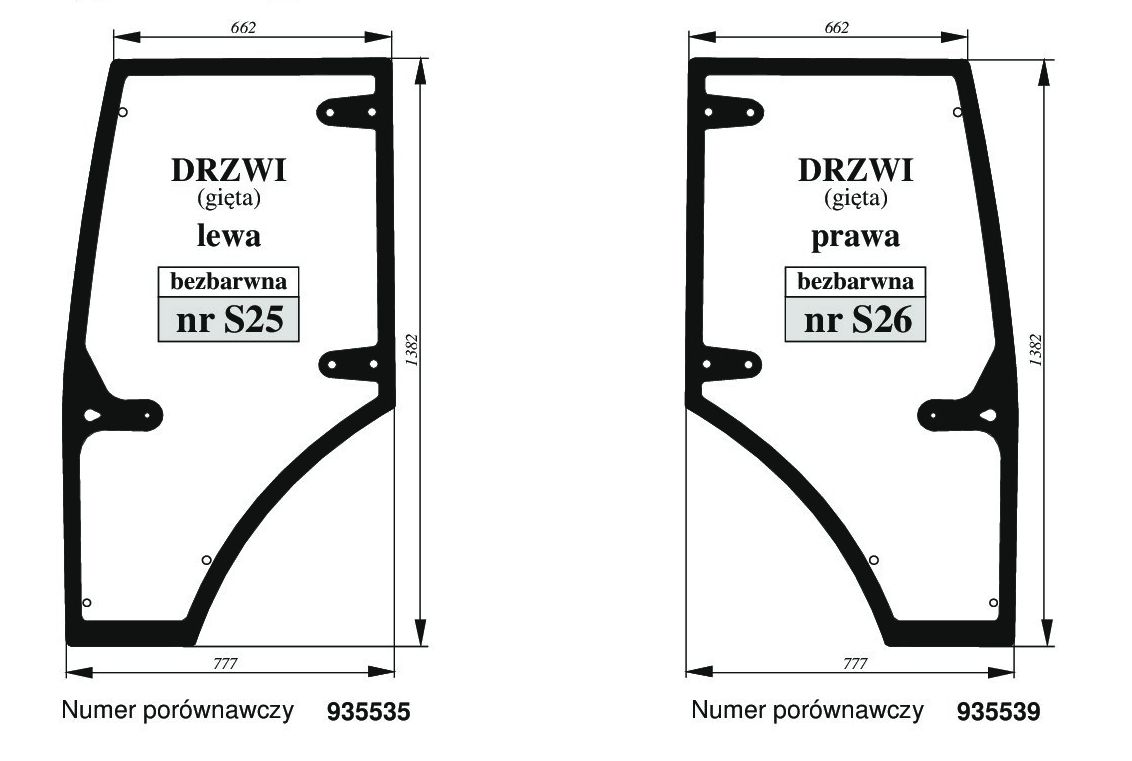 Farmtrac - DRZWI L/P S25/S26 BEZBARWNA