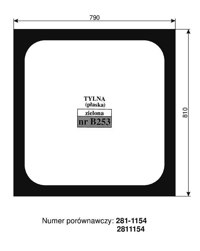 Szyba CAT 303.5C CR, 303.5D CR, 305.5E CR, 305.5E - TYŁ B253