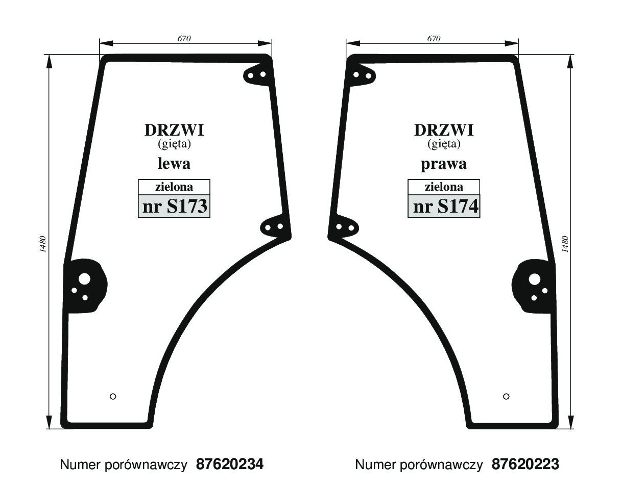 NEW HOLLAND TD 5010 5020 Case JX 55 70 90 - DRZWI L/P S173 / S174