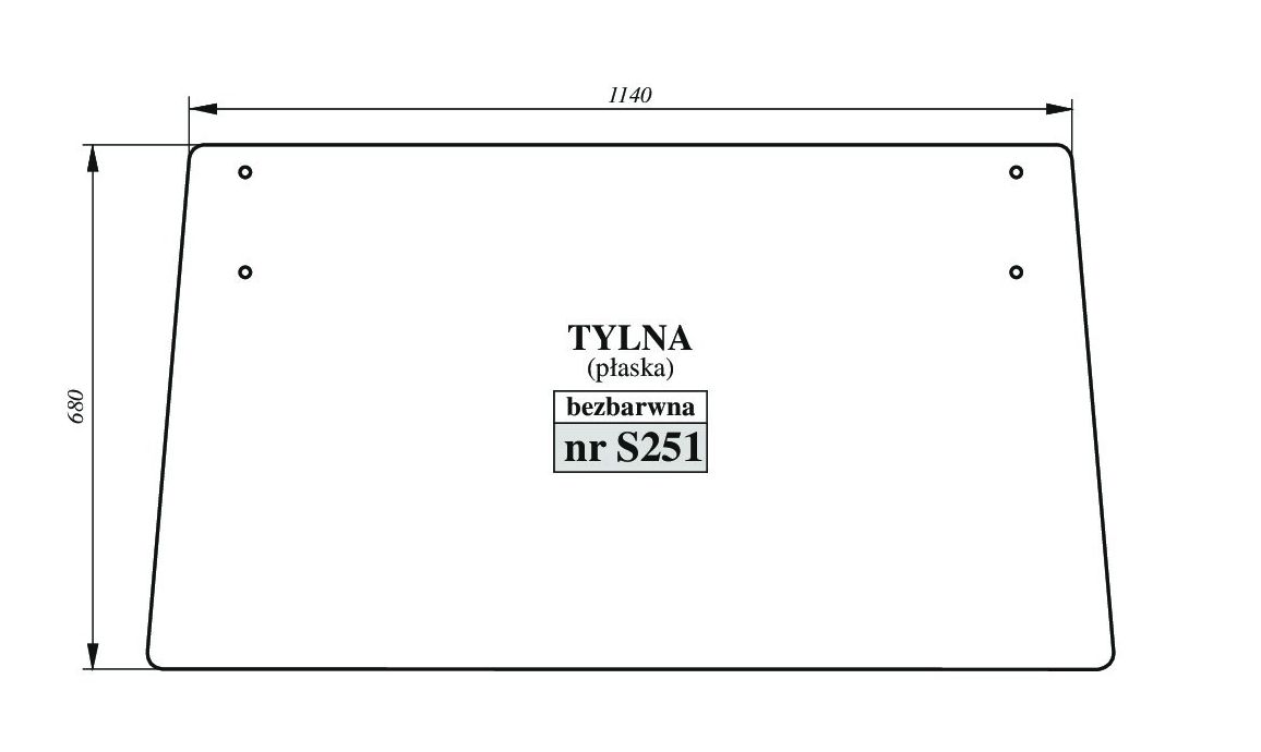 Case 533 733 433 440 640 840 940 KABINA C82,C85-SZYBA - TYŁ S251
