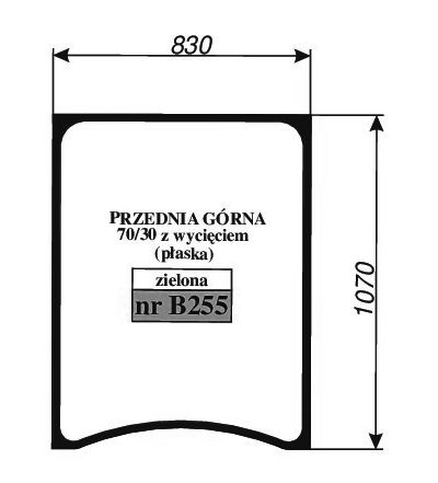 CAT szyba M313D / M316D / M318D / M322D / M325D -  PRZÓD GÓRA B255