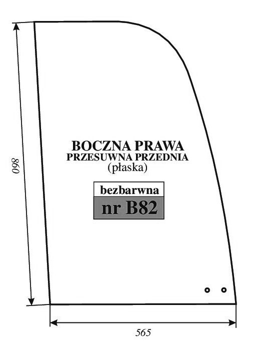 szyba boczna prawa przesuwna przednia JCB 8025, 8025 ZTS, 8025 CTS, 80 - BOK PRAWY PRZÓD (PRZESUWNA) B 82