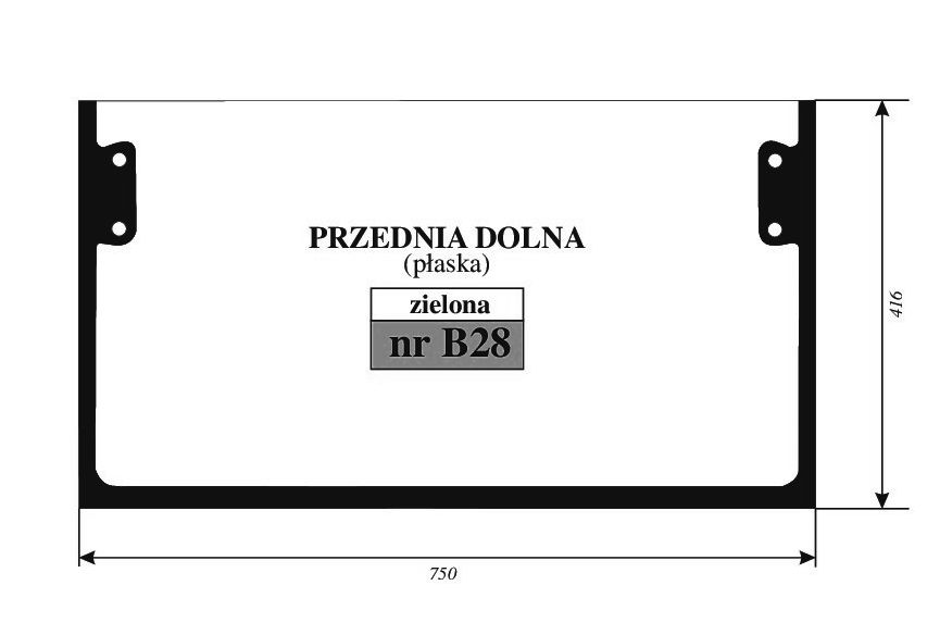szyba JCB  130, 131, - PRZÓD DÓŁ B28