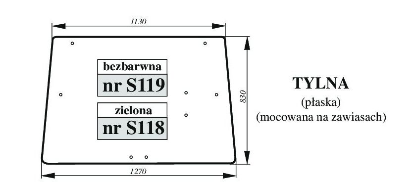 John Deere 1640,3040 - TYŁ S119 *(MOCOWANA NA ZAWIASACH) BEZBARWNA