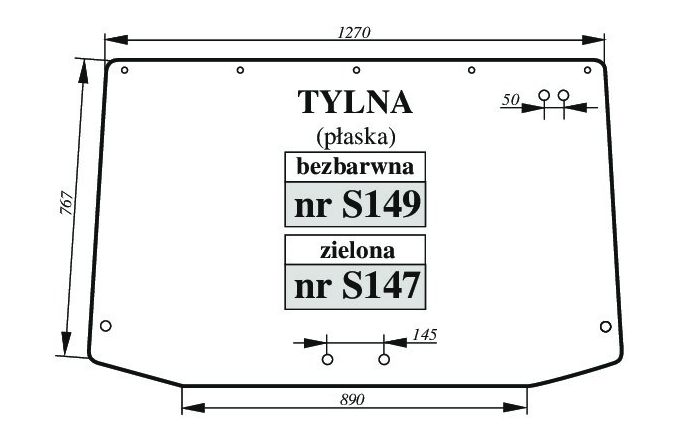 szyba do ciągnika Lamborghini, Same Silver 80 - TYŁ S147 ZIELONA