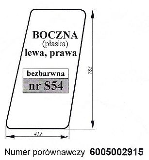 RENAULT 58-32 Kabina MX ME MA MS PE PA PS PX szyba lewa, prawa S 54