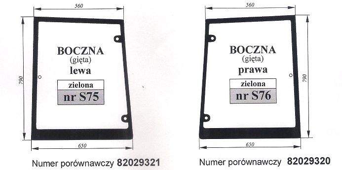 szyba Case MXM120, Fiat M100, Ford 8160, New Holland TM115-S 75 S 76