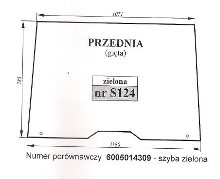 Claas/Renault Cergos 330, 335 - szyba przednia S 124