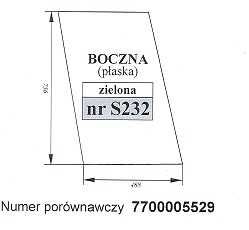 szyba Renault 61-12, 61-14, 68-14 kabina RS - boczna S 232