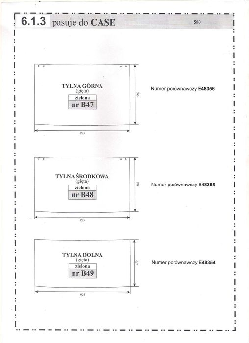Case 580 -szyba tylna B 47 B 48 B 49