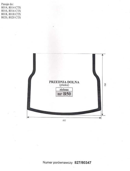 szyba JCB - przednia dolna B 50