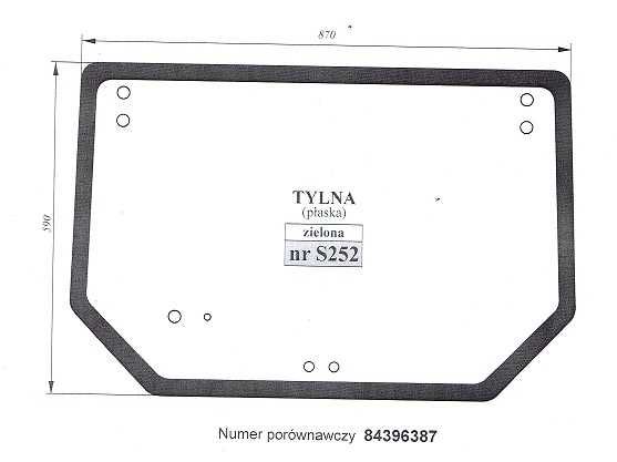 szyba New Holland TD5.105 Case Farmall 105A - tylna S 252