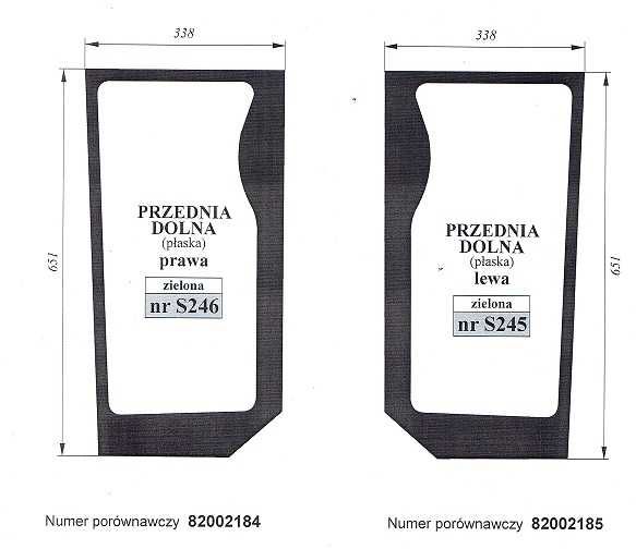 szyba Case,Fiat,Ford,New Hollan -przednia dolna S 245 S 246
