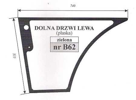 New Holland: B90B, Case: 580ST, Fiat: FB90, Hitachi: FB90 - szyba B 62