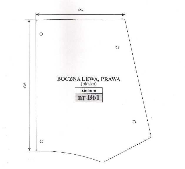 szyba koparko-ładowarka Case 580ST, New Holland  B90B, B90BRL - B 61