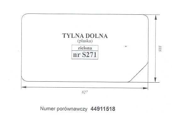 szyba New Holland 55D 55S 60DA - tylna dolna S 271