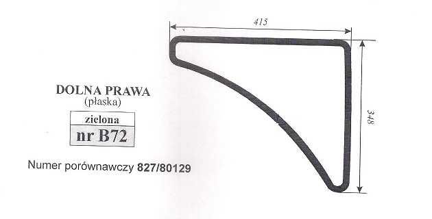 szyba JCB  8040ZTS, 8045ZTS, - dolna prawa B 72 nr. 827/80129