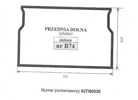 szyba minikoparka JCB 8040ZTS, 8045ZTS,- przednia dolna B 74