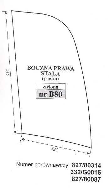 szyba JCB 8014   8016 - boczna prawa  stała B 80
