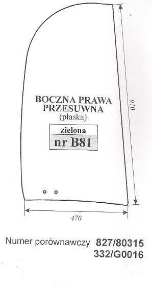 szyba JCB - boczna prawa przesuwana B 81