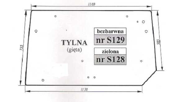szyba Claas/Renault Cergos 330 - tylna S 128 S 129