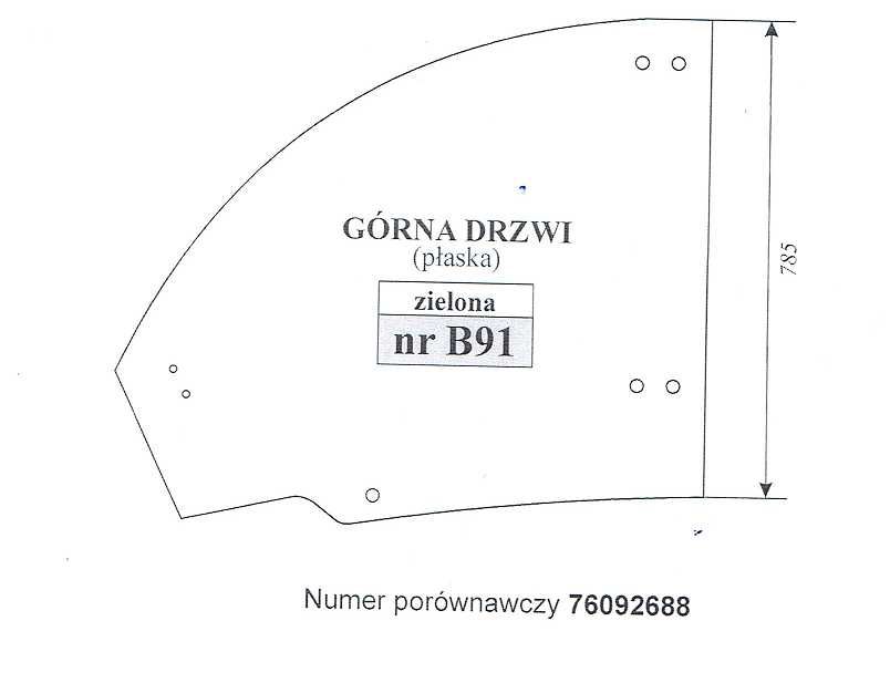 Case TX 130-30, 130-40 New Holland LM 732, 1340, 5040 - szyba B 91