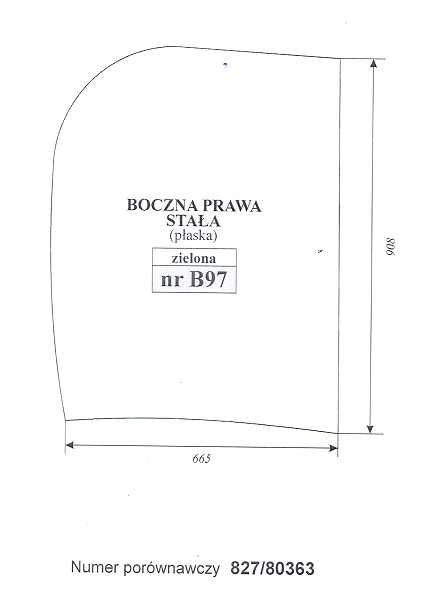 szyba JCB 8040ZTS 8045ZTS 8050ZTS 8055RTS 8055ZTS - B 97 nr. 827/8363
