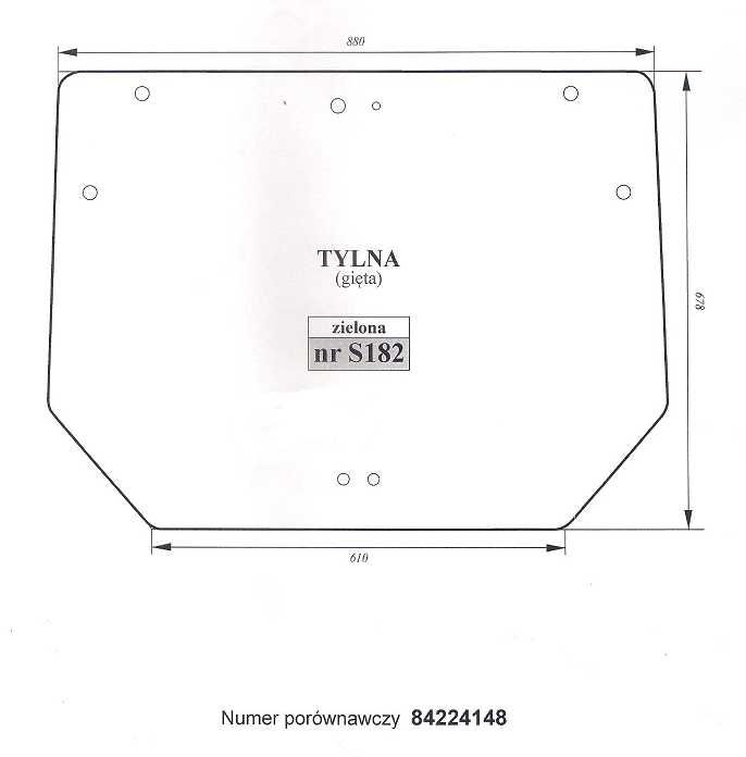 szyba New Holland T4.55 T4.65 T4.75 T4.85 T4.95 T4.105 - tylna S 182