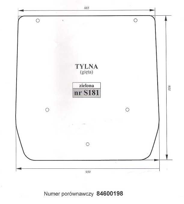 szyba New Holland T5.95 T5.105 T5.115 - tylna S 181
