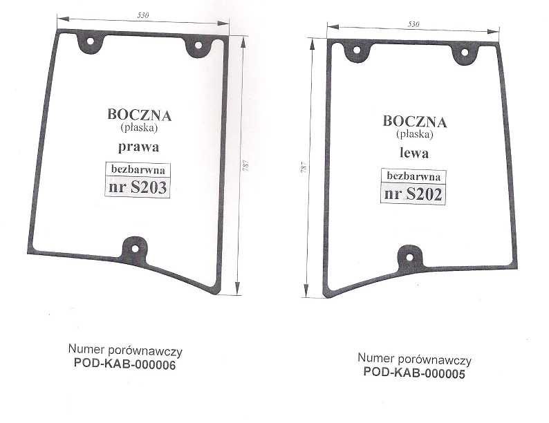 szyba Farmtrac : 80, 535, - boczna prawa,lewa S 202 S 203