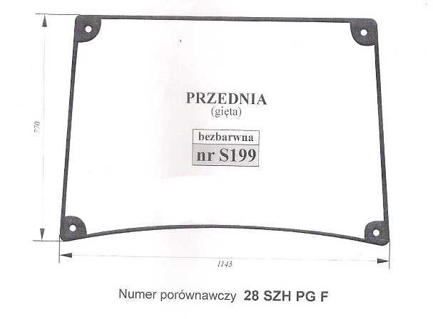 szyba Farmtrac 80, 535, - przednia S 199