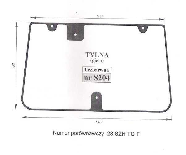Farmtrac 80, 535, 555 METAL-FACH szyba tylna S 204