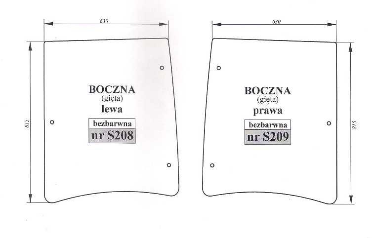 szyba Farmer 5288 ,7258 - boczna S 208 S 209