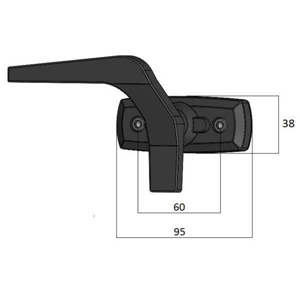 Klamka szyby tylnej prawa ciągnika, koparki rozstaw 60mm nr C 58